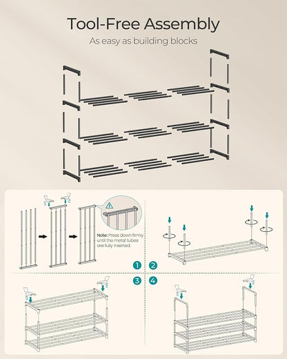 SONGMICS Shoe Rack, 3-Tier Shoe Organizer, Metal Storage Shelf, Upright or - Image 5