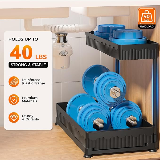 Sevenblue 3 Pack Multi-Purpose Pull-Out Storage Organizers, 2-Tier L-Shaped - Image 7