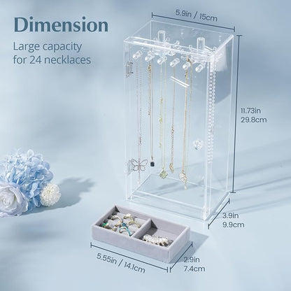 Lolalet Necklace Holder Organizer, Acrylic Jewelry Organizer - Image 4