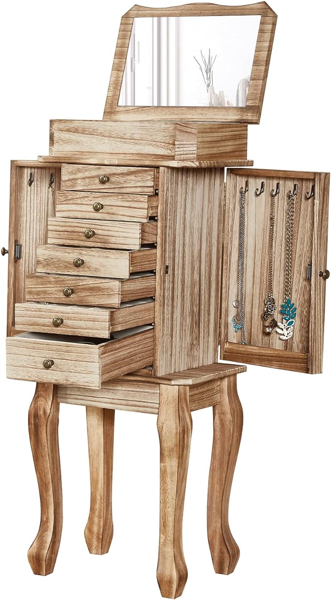 Emfogo Standing Jewelry Armoire, 7 Drawers & 2 Side Doors Jewelry Amoire by Emfogo