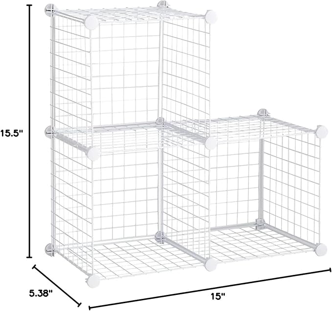 Rubbermaid 3 Piece Storage Wire Stackable Cube Set Easy Assemble White - Image 3