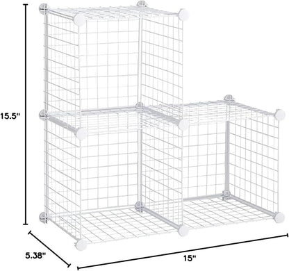 Rubbermaid 3 Piece Storage Wire Stackable Cube Set Easy Assemble White - Image 3