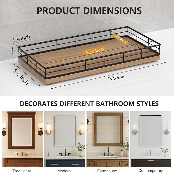 Toilet Paper Basket Organizer – Acacia Wood Toilet Tank Tray - Image 6