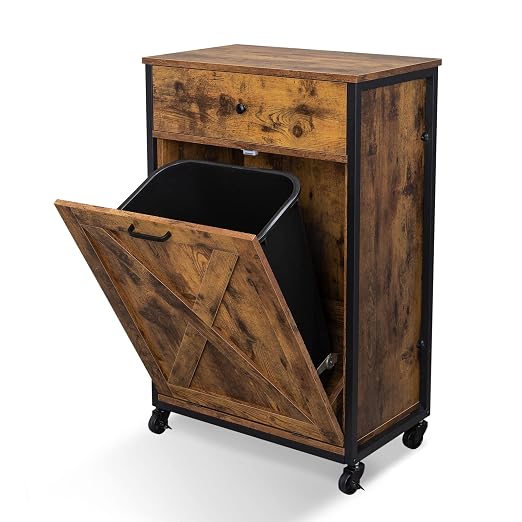 VINGLI 13 Gallon Tilt Out Trash Cabinet, Wood Hidden Trash Can Kitchen Cabinet by VINGLI