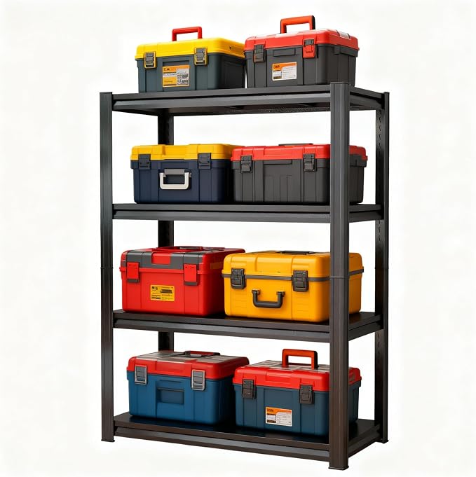 63''Storage Shelves, 4-Tier Garage Metal Shelving Unit, Adjustable, by Beaunatixx