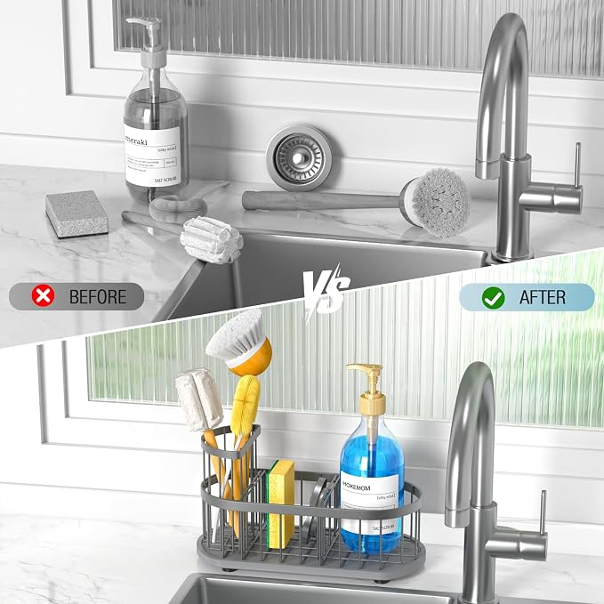 Kitchen Sink Organizer with Sponge Holder & Brush Holder - Image 5