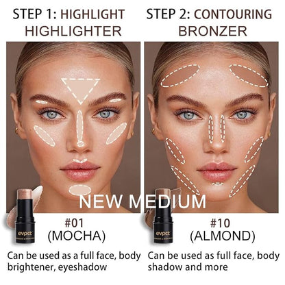 evpct 2Pcs Face Cream Contour Bronzer Sticks Makeup Highlighter Highlight - Image 4