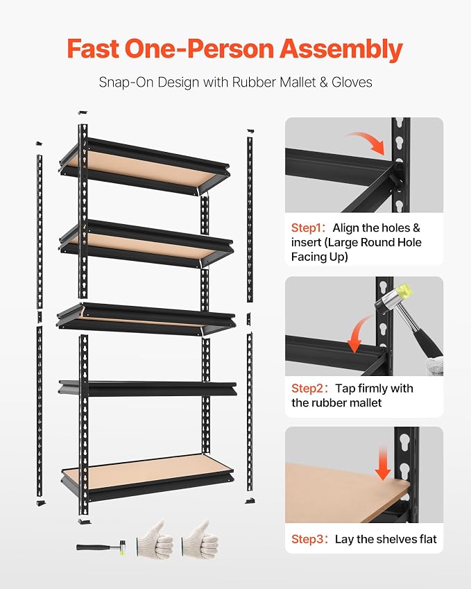 VEVOR Storage Shelves, 5-Tier Adjustable, 2000 lbs Capacity, Heavy Duty Garage - Image 6