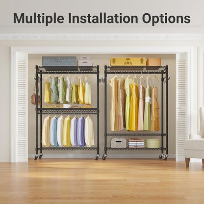 VIPEK R2 Plus Heavy Duty Rolling Garment Rack 3 Tiers Adjustable Wire Shelving - Image 2