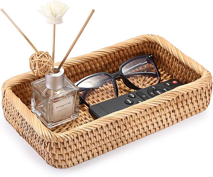 BTSKY Small Remote Basket for Coffee Table Entryway Living Room Rattan Serving by BTSKY