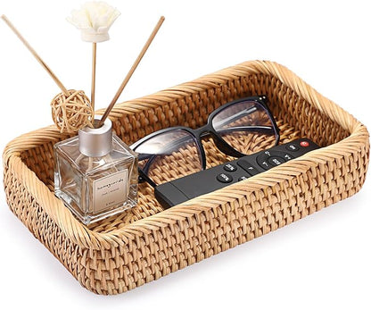 BTSKY Small Remote Basket for Coffee Table Entryway Living Room Rattan Serving by BTSKY