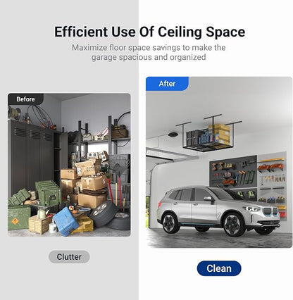 FLEXIMOUNTS 3x4FT Garage Storage Rack Overhead, Adjustable Ceiling Storage Racks - Image 5