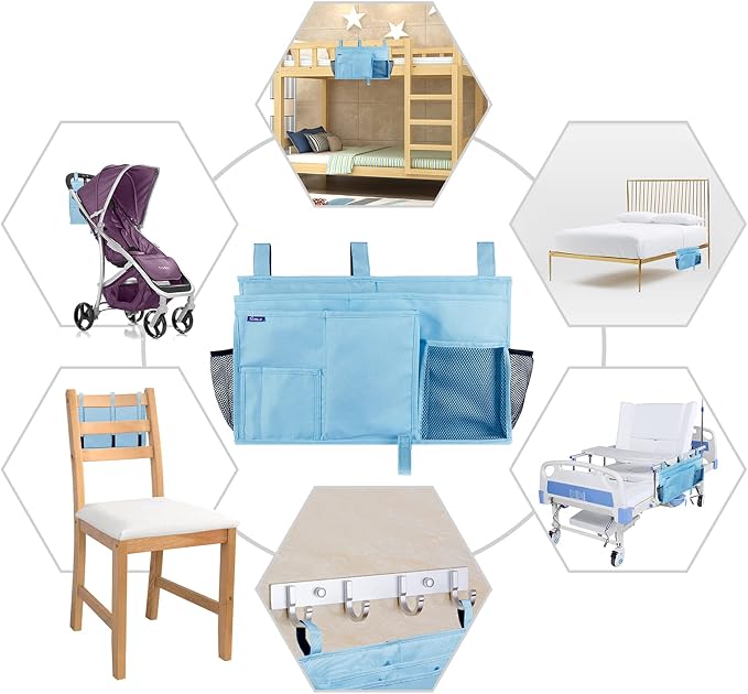 Surblue Bedside Caddy Hanging Bed Organizer Storage Bag Pocket - Image 6