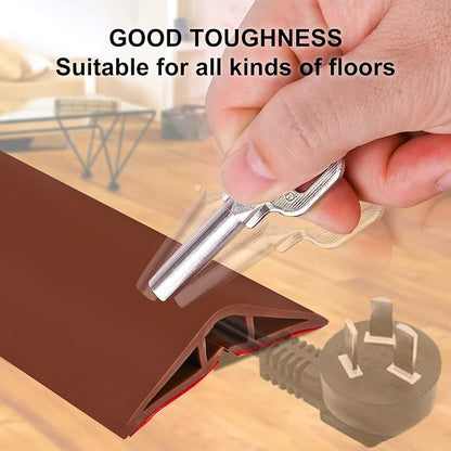 6.5Ft Floor Cord Cover Brown Silicone Cable Protector Easy to Install Wire - Image 4