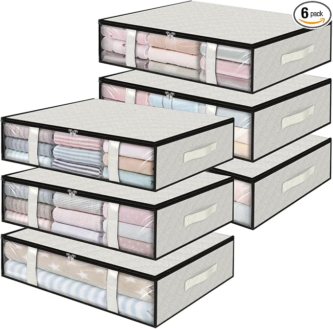 StorageRight Under Bed Storage Bags 6 Pack, 40L Large Clothes & Comforter by StorageRight