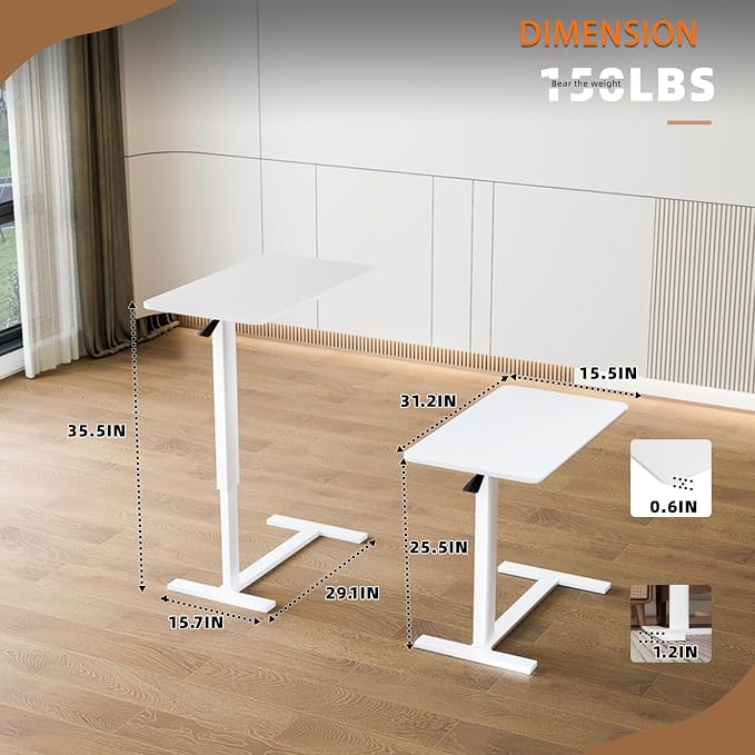 Overbed Bedside Table with Wheels, Adjustable Hospital Over Bed Table, Rolling - Image 2