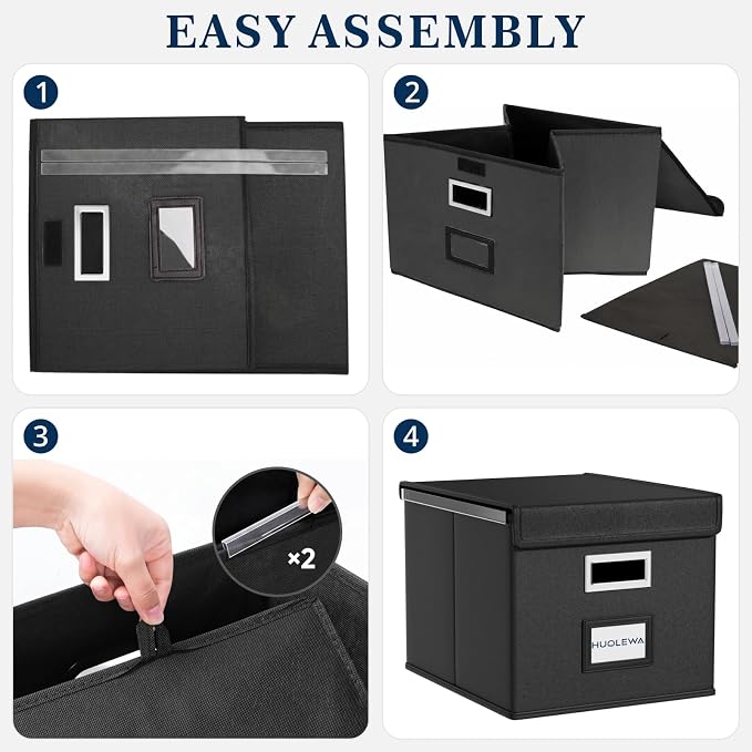 File Organizer Box with Lids, Collapsible File Folder Organizer | File Box with - Image 7