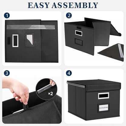 File Organizer Box with Lids, Collapsible File Folder Organizer | File Box with - Image 7