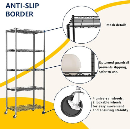 REGILLER 5-Wire Shelving Metal Storage Rack Adjustable Shelves, Standing - Image 4