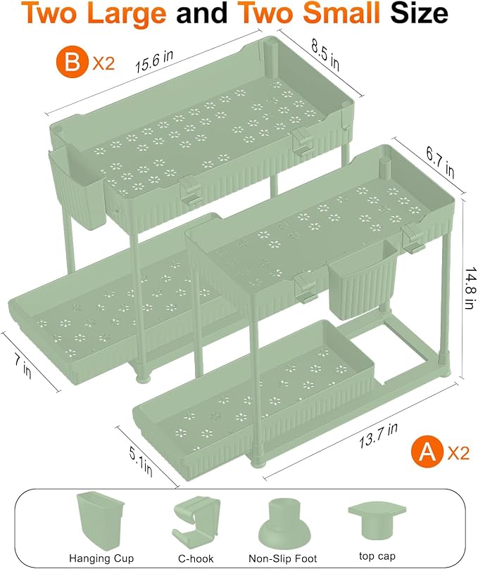 Sevenblue Under Sink Organizer, Bathroom Organizers and Storage, 2 Tier - Image 2