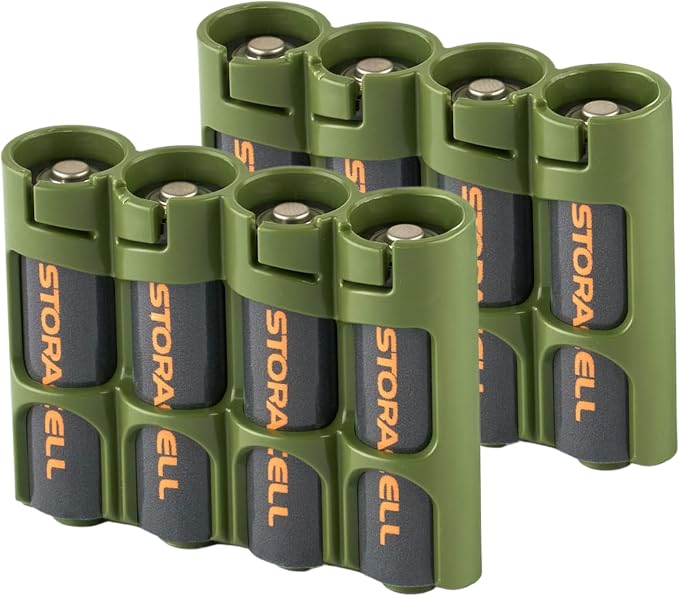 Storacell AA Battery Storage Caddy, Military Green, Holds 4 Batteries by Storacell