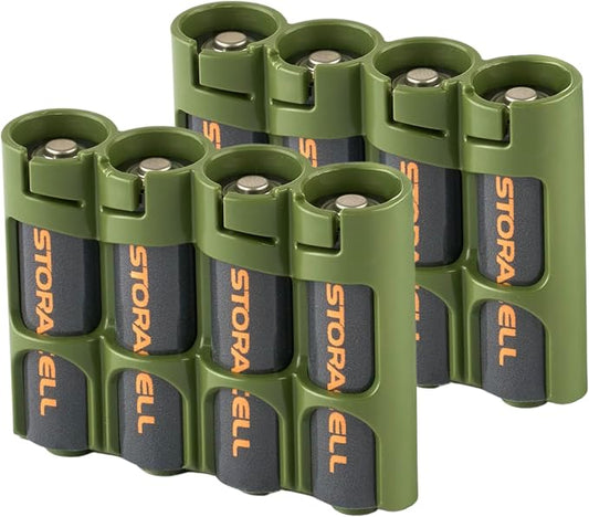 Storacell AA Battery Storage Caddy, Military Green, Holds 4 Batteries by Storacell