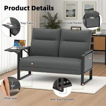 3-Piece Living Room Sofa Set, Faux Leather Loveseat & Accent Chairs Set of 2 - Image 6