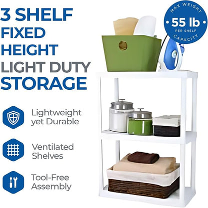 Gracious Living 3 Shelf Fixed Height Solid Light Duty Storage Unit 24 x 12 x - Image 4