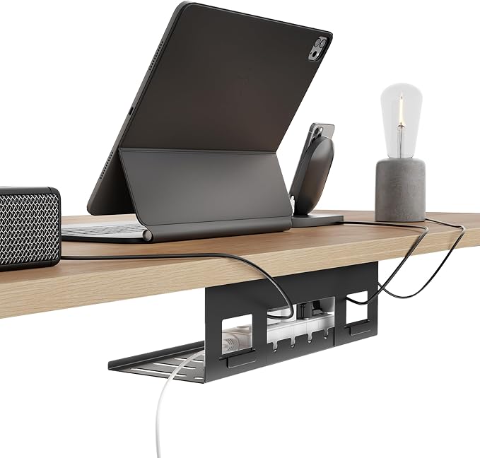 Under Desk Cable Management Tray, 15.7 Inches Metal Cord Organizer Rack by Pegzone