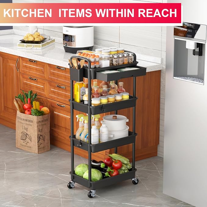 Goovilla 4 Tier Rolling Utility Cart Organizer - Image 7