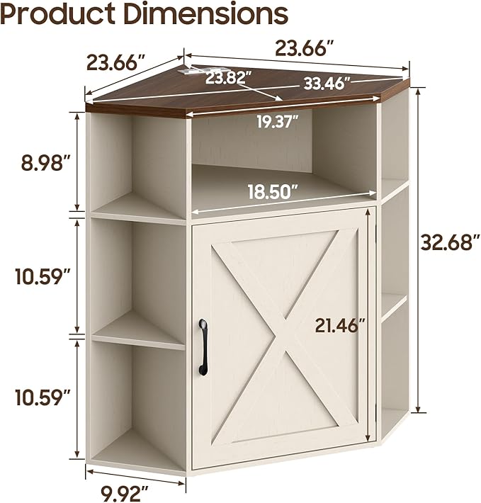 Corner Storage Cabinet, Farmhouse Corner Bookshelf - Image 3