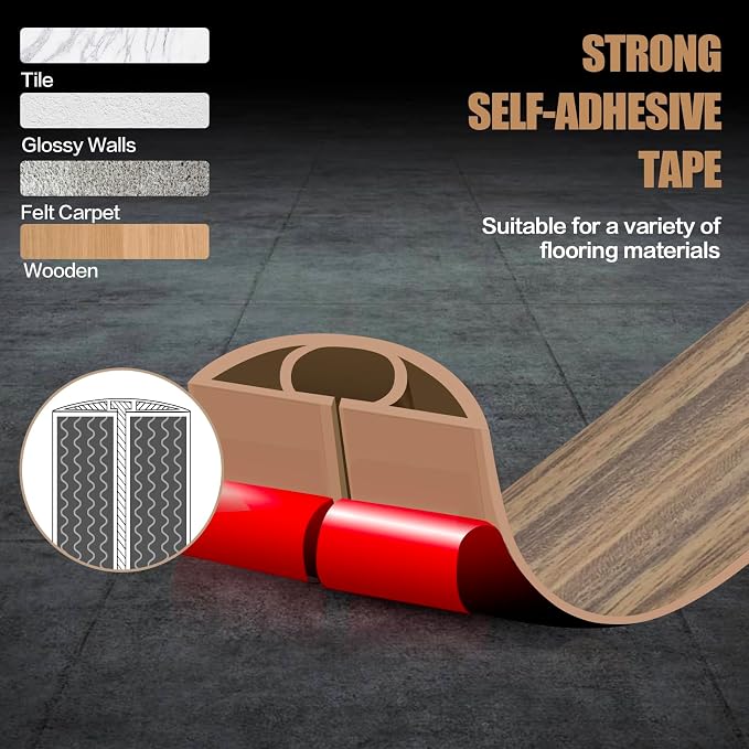 Floor Cord Cover Self Adhesive Cord Hider, 3.3FT Cable Management, Extension - Image 4