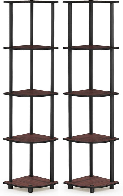 Furinno TURN-N-TUBE Corner Shelf Set of 2, 5-Tier Corner Bookshelf, Open - Image 7