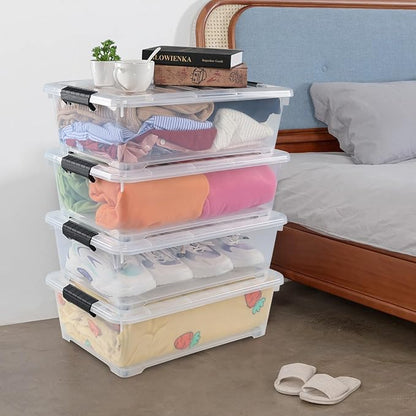 Xyskin 4 Packs 20 Quart Plastic Under Bed Storage Box, Winter Clothing - Image 6
