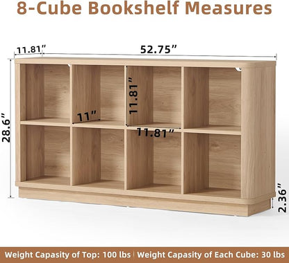 8 Cube Storage Book Shelf, Floor Standing Wooden Cubby Bookcase - Image 3