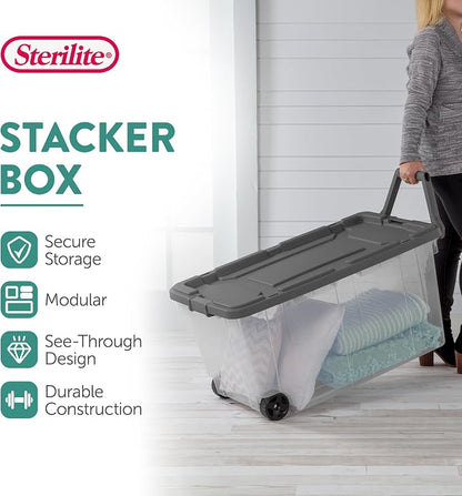 Sterilite 8-Pack Modular Stacker Box, Durable Clear Plastic Storage Bins - Image 3