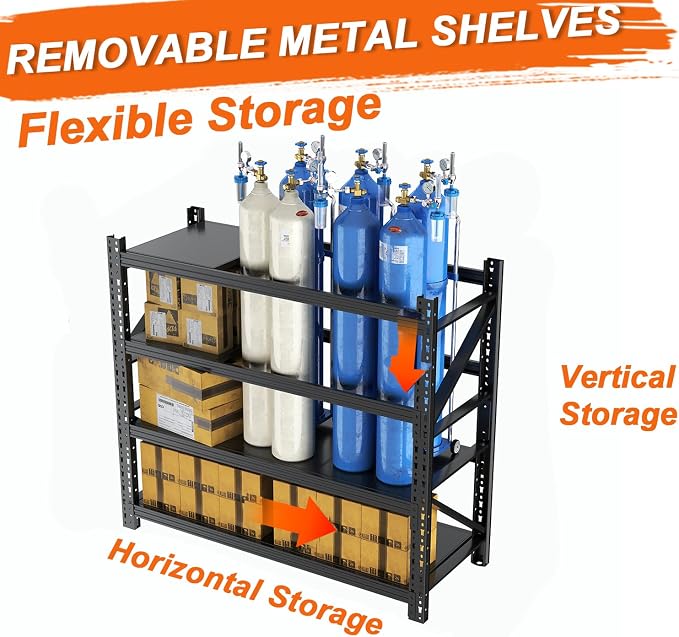48''W Heavy Duty Storage Shelves, 3600LBS Metal Garage Shelving Units, 4 Tier - Image 5