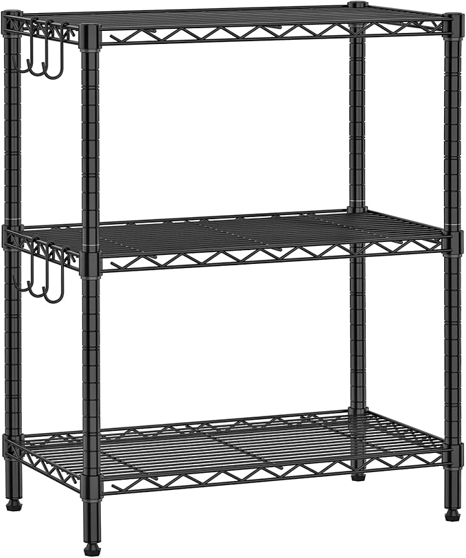 3-Tier Metal Shelf for Storage, Wire Shelving Unit Storage Rack Organizer Steel by Folews