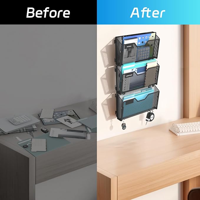 SUPEASY Mail Organizer Wall Mounted, Wall File Holder, Hanging File Organizer - Image 6