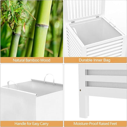 VASMIA Laundry Hamper with Lid, 90L Bamboo Large Laundry Basket with Removable - Image 5