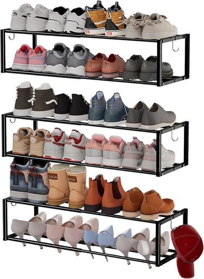 3 Pack Expandable Wall Mounted Shoe Rack, Heavy Duty Metal Shoe Holder by HomeOrganizerandStorage