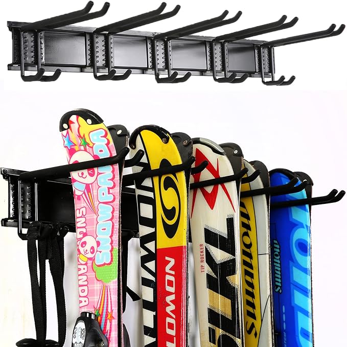 Ultrawall 24-Inch Wall Mounted Ski Rack, Holds Up to 300lbs, Powder-Coated Steel by UltrawallGarageTools