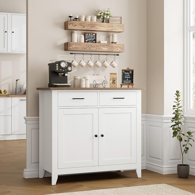 HORSTORS Farmhouse Kitchen Storage Cabinet, Small Buffet, Coffee Bar, 35.8"W - Image 2