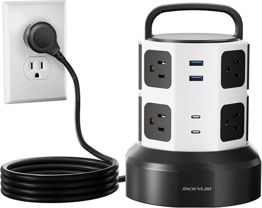 Tower Surge Protector Power Strip, JACKYLED Extension Cord by JACKYLED