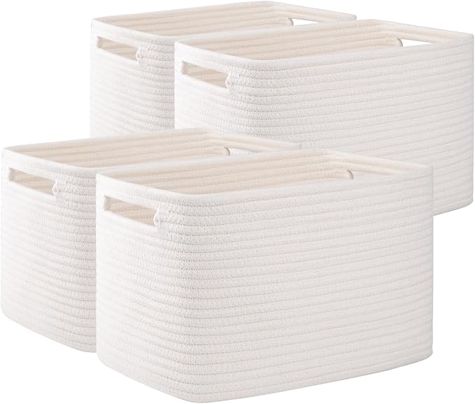 OIAHOMY 4 Pack Storage Baskets for Organizing, Cube Storage Bins for Shelves by MasterofSpaceOptimization