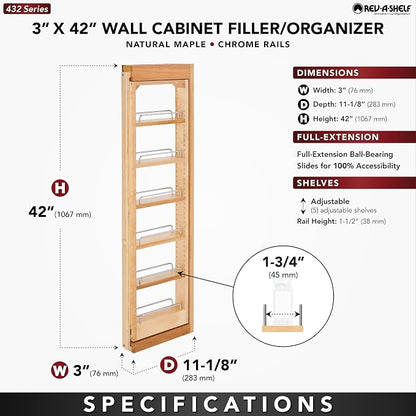 Rev-A-Shelf 3"W x 42"H Pull Out Quad Shelf Organizer - Image 7