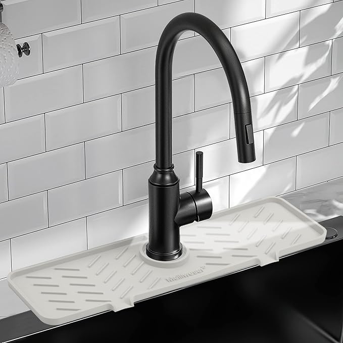 Meiliweser Silicone Faucet Mat for Kitchen Sink – Gen 2 Splash Guard by Meiliweser