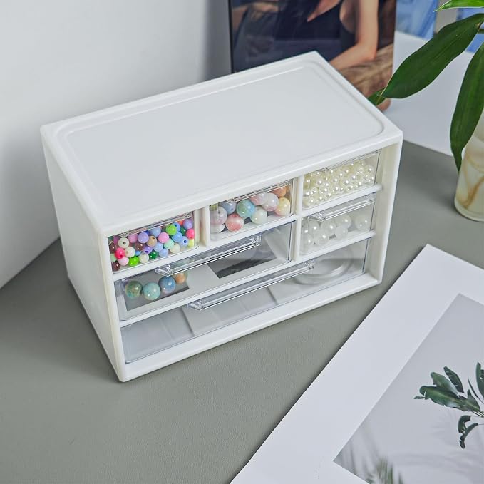 NEWOMEVA 6-Drawer Plastic Drawer Storage Box Jewelry Organizer Bathroom - Image 4