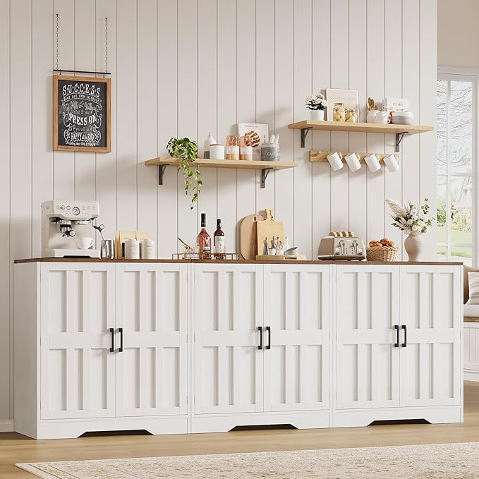 Sideboard Buffet Cabinet, Modern Farmhouse Kitchen Storage Cabinet, 94.5" by vividwood