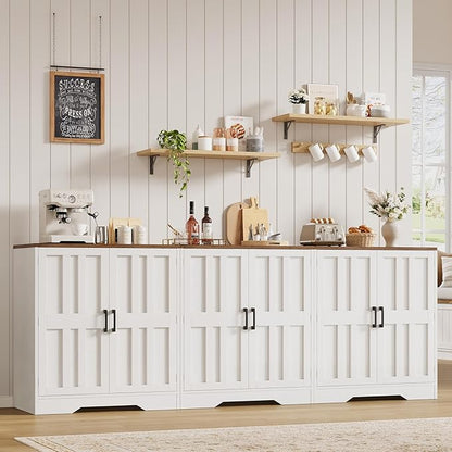 Sideboard Buffet Cabinet, Modern Farmhouse Kitchen Storage Cabinet, 94.5" by vividwood